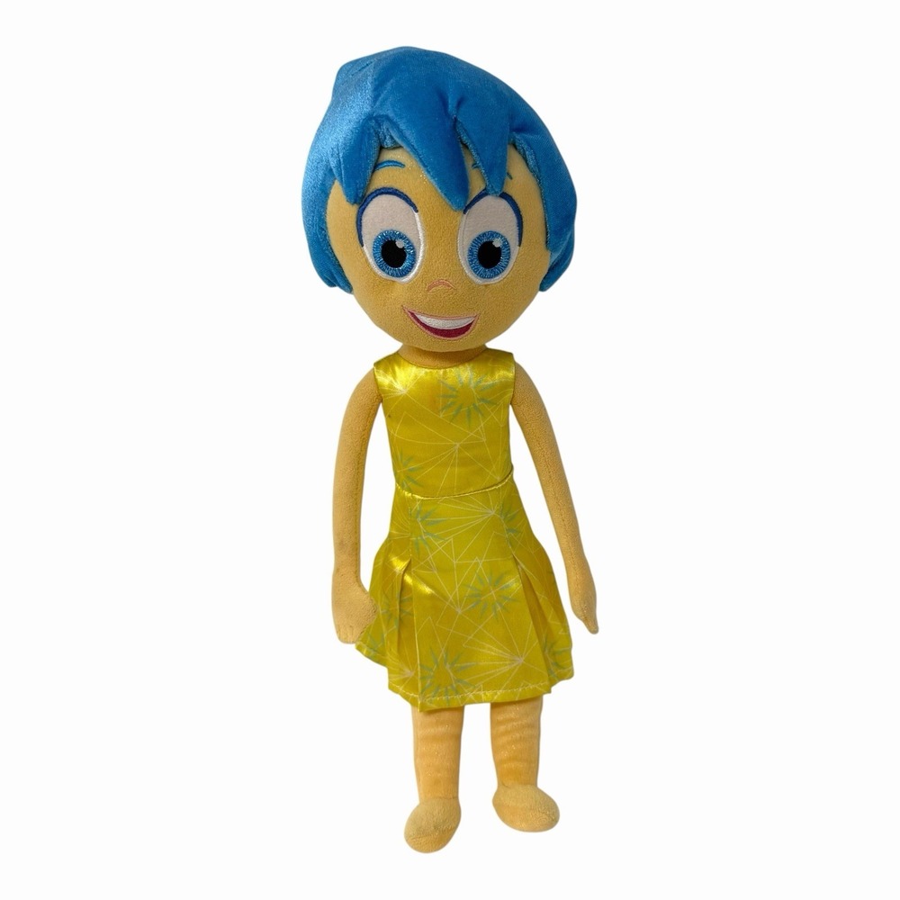 Disney Pixar Inside Out Joy Plush Stuffed Toy Yellow‎ Dress Blue Hair 10 Inch